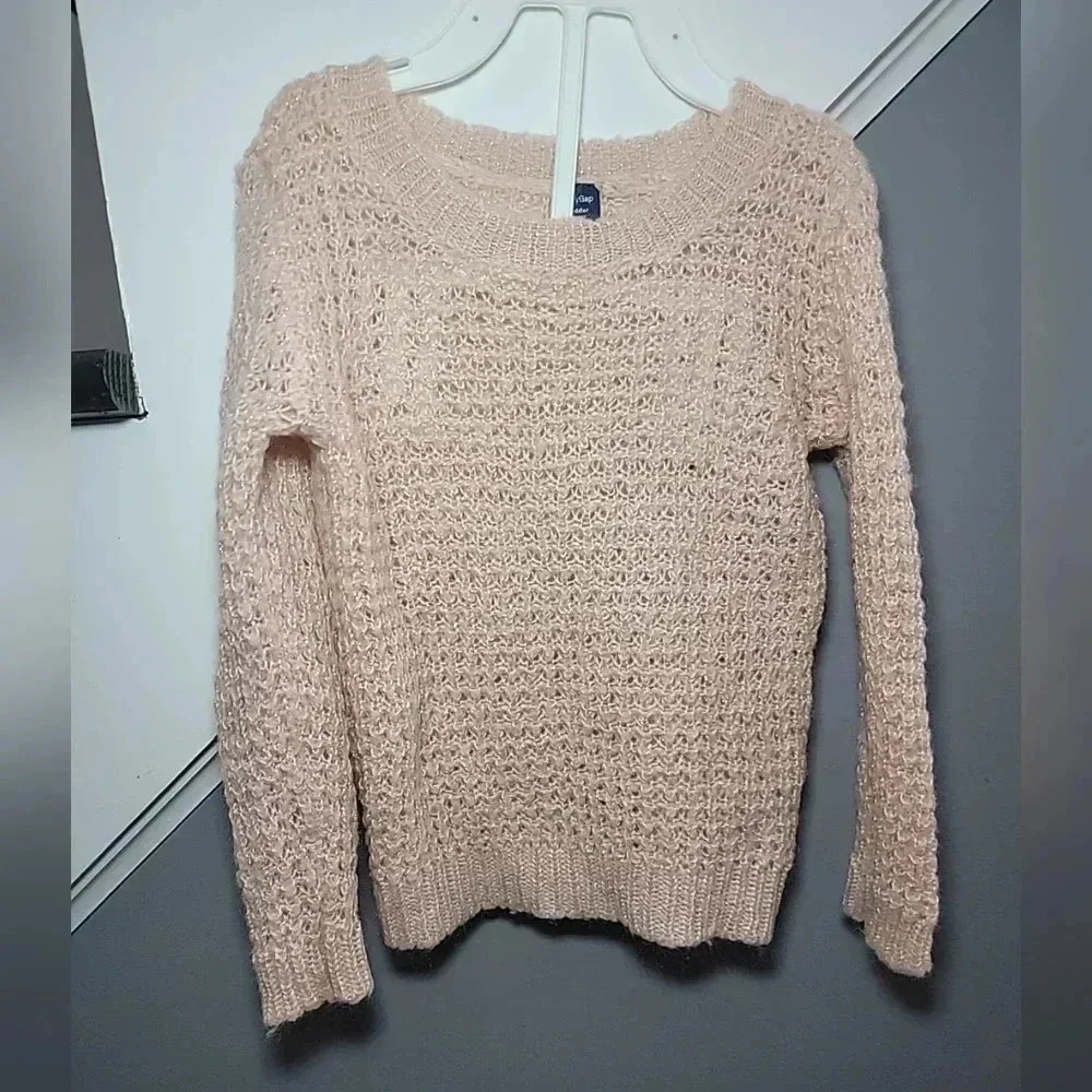 Baby Gap Girls Size 4T Knit Top Sweaters Pink Beige Long Sleeve Wool And Mohair